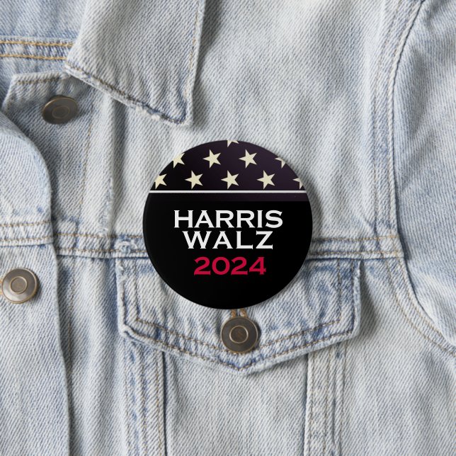 Chapa Redonda De 7 Cm CAMPAÑA HARRIS WALZ Stars and Stripes 2024 (In situ)