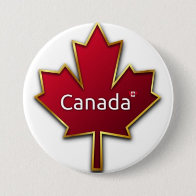 Chapa Redonda De 7 Cm Canada Maple Leaf (Anverso)
