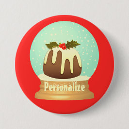 Chapa Redonda De 7 Cm Cañón de ciruelas de nieve pastel de invierno verd