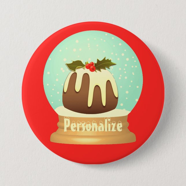 Chapa Redonda De 7 Cm Cañón de ciruelas de nieve pastel de invierno verd (Anverso)