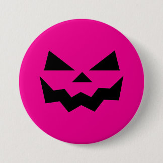 Chapa Redonda De 7 Cm Cara de calabaza Jack-o-lantern rosa magenta brill