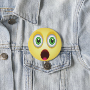 Chapa Redonda De 7 Cm Cara de Emoji Sorprendido