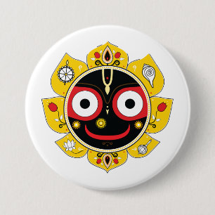Chapa Redonda De 7 Cm Cara del Señor Jagannath Deidad Hindú Espiritual