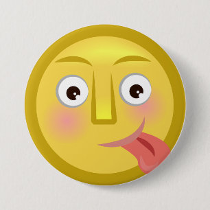 Chapa Redonda De 7 Cm Cara divertida y tonta con la lengua fuera Emoji