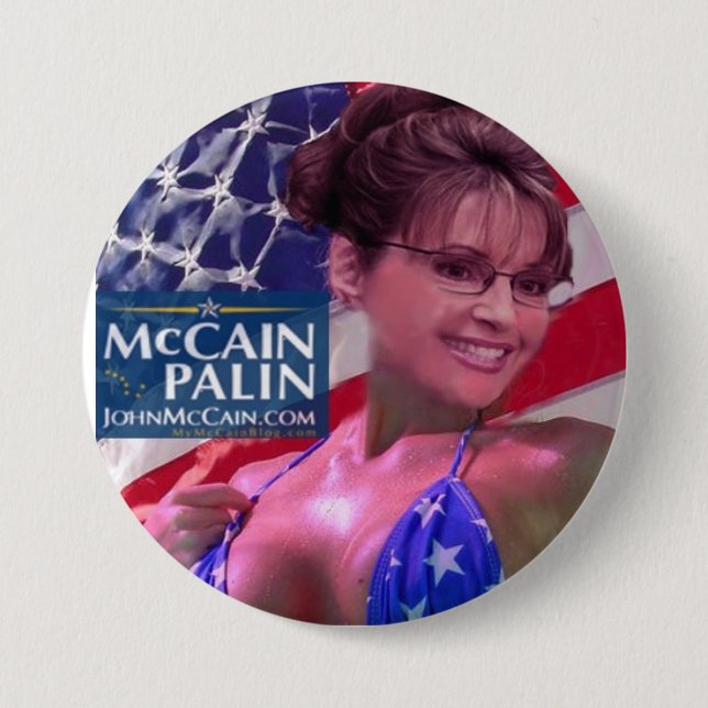 Chapa Redonda De 7 Cm Caribou - Sarah Palin (Anverso)