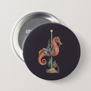 Chapa Redonda De 7 Cm Carousel Seahorse
