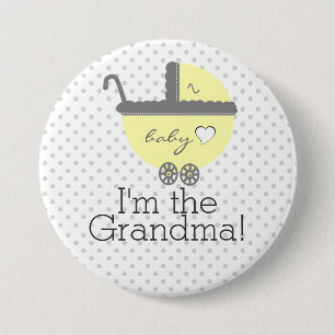 Chapa Redonda De 7 Cm Carro amarillo Baby Shower soy la abuela