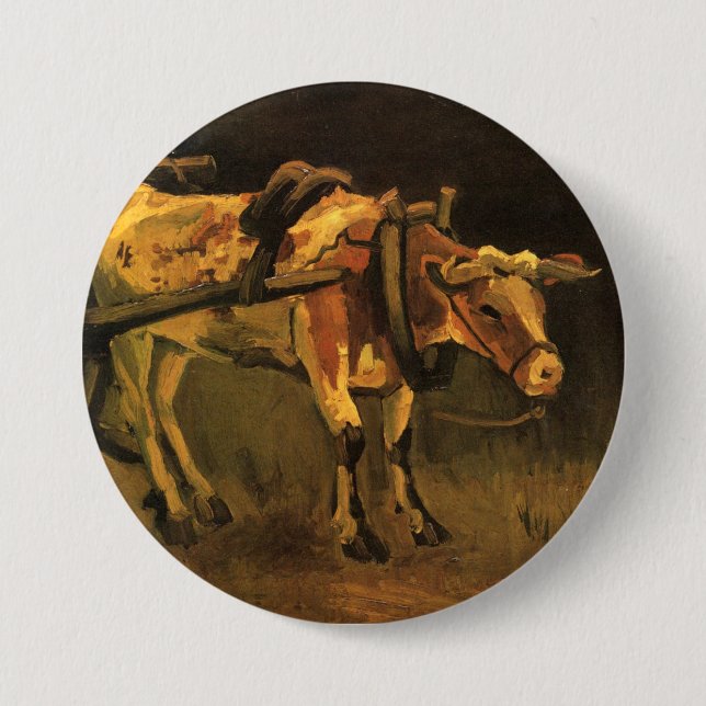 Chapa Redonda De 7 Cm Carro con ox rojo y blanco (Vincent van Gogh) (Anverso)