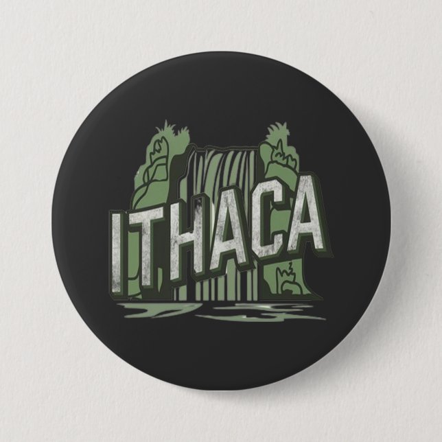 Chapa Redonda De 7 Cm cascadas de ithaca (Anverso)