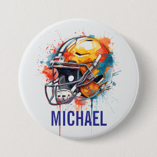 Chapa Redonda De 7 Cm Casco de fútbol motivacional inspirador Nombre