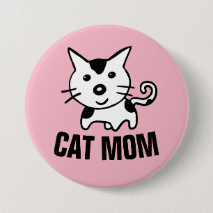 Chapa Redonda De 7 Cm CAT MOM Botones de color gitano rosado