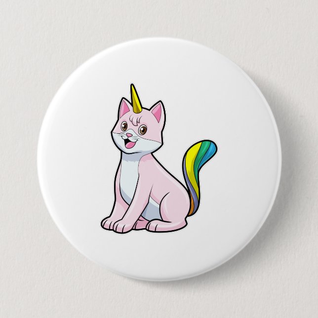 Chapa Redonda De 7 Cm Cat Unicorn (Anverso)