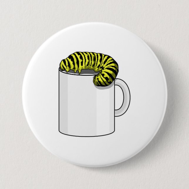 Chapa Redonda De 7 Cm Caterpillar con Mug (Anverso)