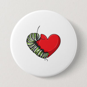 Chapa Redonda De 7 Cm Caterpillar Love Heart