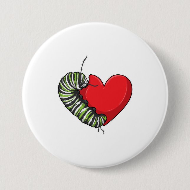 Chapa Redonda De 7 Cm Caterpillar Love Heart (Anverso)