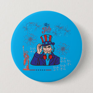 Chapa Redonda De 7 Cm celebración de corazones valientes azul