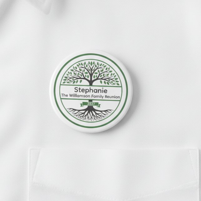 Chapa Redonda De 7 Cm Celebración de la Reunión Familiar Keepsake Name B (Family reunion name tag button)