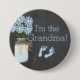 Chapa Redonda De 7 Cm Chalkboard Look Masson Jar Blue I m The Grandma