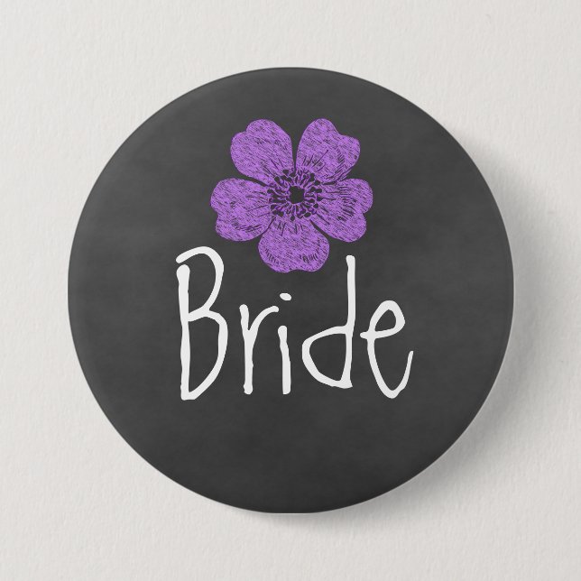 Chapa Redonda De 7 Cm Chalkboard Rosas de Bride Wild Purple (Anverso)
