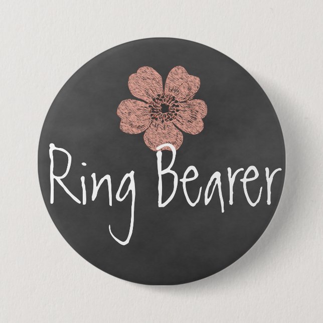Chapa Redonda De 7 Cm Chalkboard Rosas de Ring Bearer Wild Peach (Anverso)