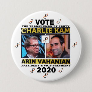 Chapa Redonda De 7 Cm Charlie Kam / Arin Vahanian para presidente 2020