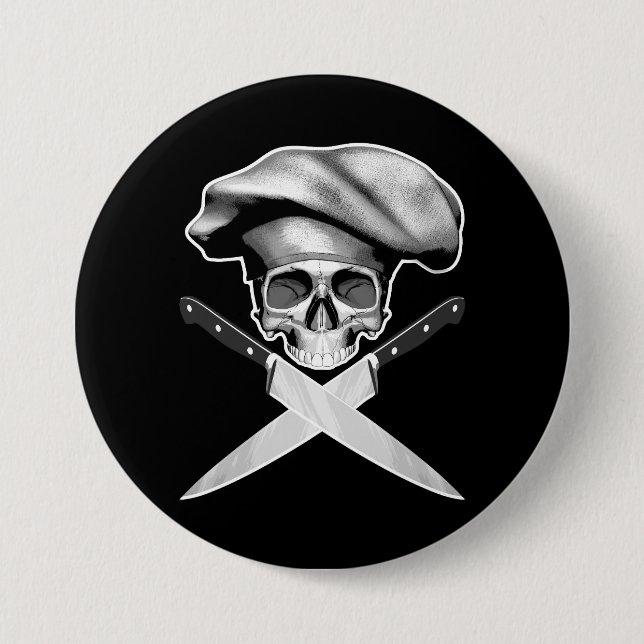 Chapa Redonda De 7 Cm Chef Skull n Knives (Anverso)