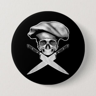 Chapa Redonda De 7 Cm Chef Skull n Knives