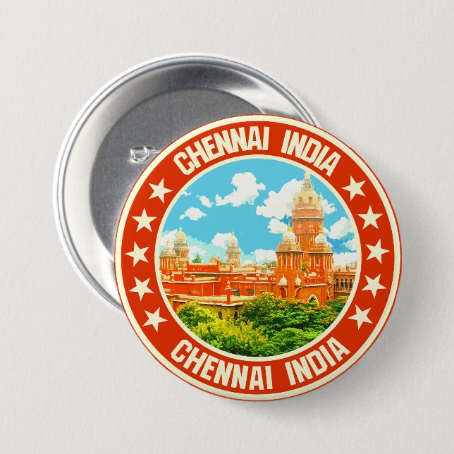 Chapa Redonda De 7 Cm Chennai (Anverso y reverso)