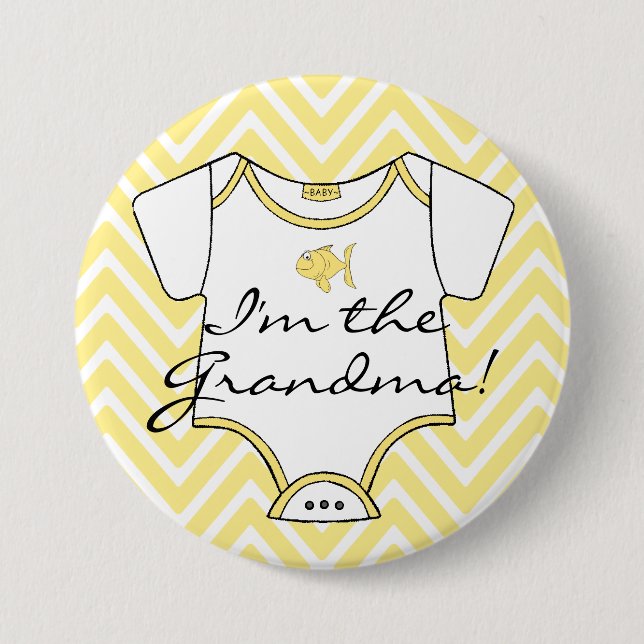 Chapa Redonda De 7 Cm ¡Chevron amarillo soy la abuela! (Anverso)