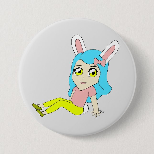 Chapa Redonda De 7 Cm chibi bunnygirl button (Anverso)