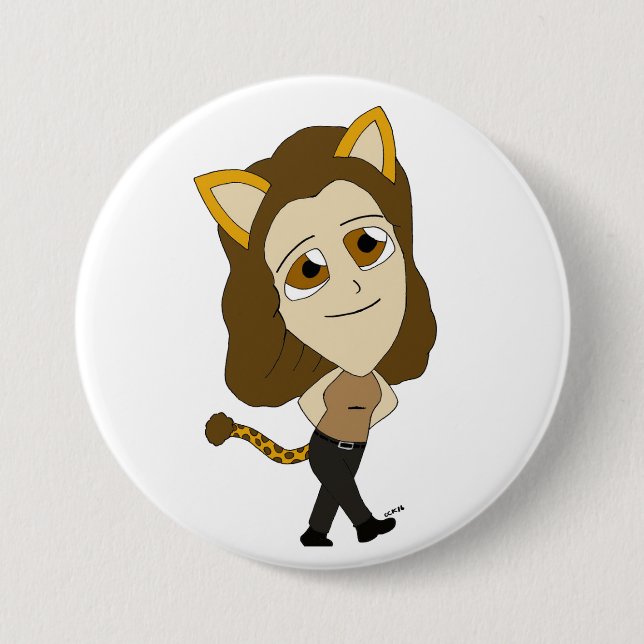 Chapa Redonda De 7 Cm chibi catgirl (Anverso)