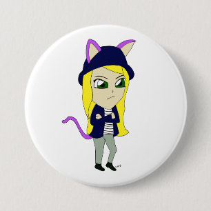 Chapa Redonda De 7 Cm chibi catgirl