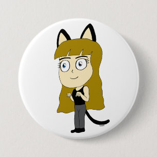 Chapa Redonda De 7 Cm chibi catgirl
