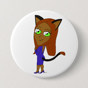 Chapa Redonda De 7 Cm chibi catgirl