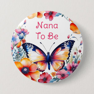 Chapa Redonda De 7 Cm Chica de las flores de mariposa Baby Shower Nana s