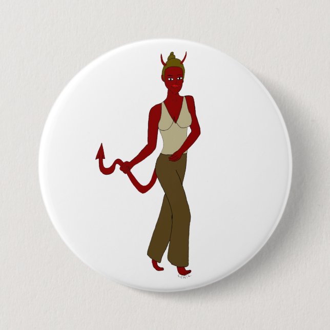 Chapa Redonda De 7 Cm chica diablo (Anverso)