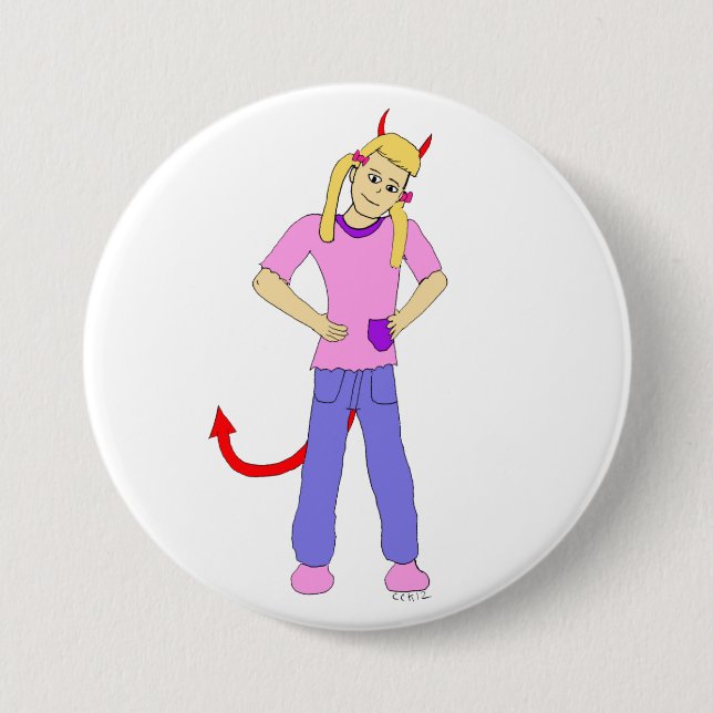 Chapa Redonda De 7 Cm chica diablo (Anverso)