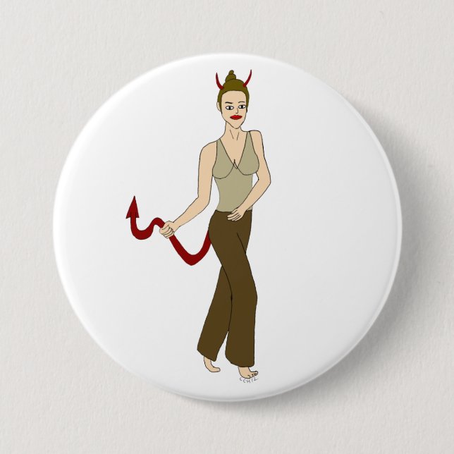 Chapa Redonda De 7 Cm chica diablo (Anverso)