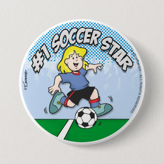 Chapa Redonda De 7 Cm Chica Estrella de Fútbol