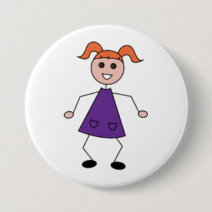 Chapa Redonda De 7 Cm Chica Pelirroja Figura de Palotes con Vestido Mora