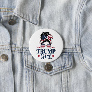 Chapa Redonda De 7 Cm Chica Trump Moño Desordenado Trump 2024 Elección A