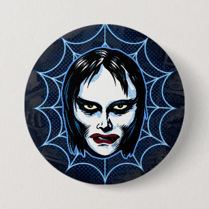 Chapa Redonda De 7 Cm Chica Vampiro Máscara de Monstruo de los 60 Horror