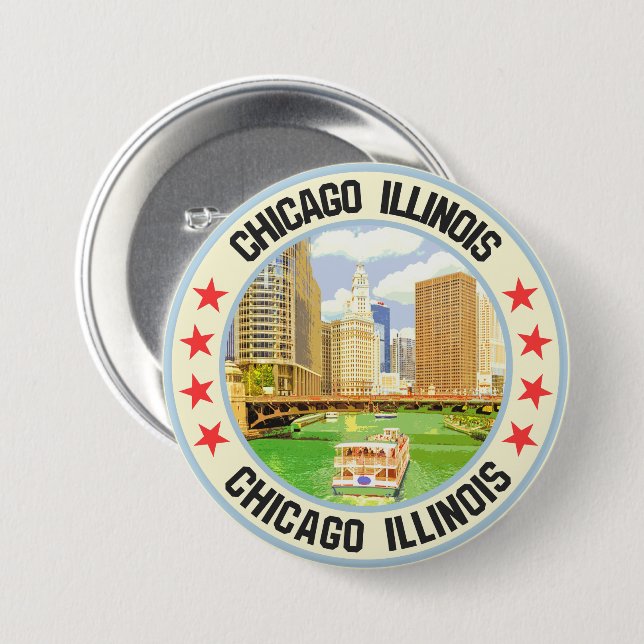 Chapa Redonda De 7 Cm Chicago (Anverso y reverso)