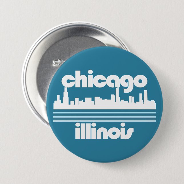 Chapa Redonda De 7 Cm Chicago, Illinois (Anverso y reverso)
