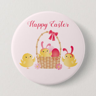 Chapa Redonda De 7 Cm Chicas de Pascua Felices