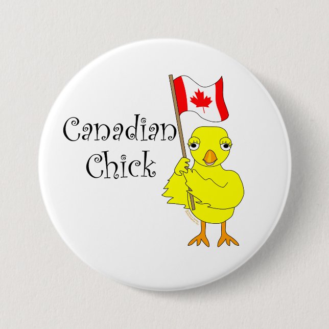 Chapa Redonda De 7 Cm Chick canadiense (Anverso)