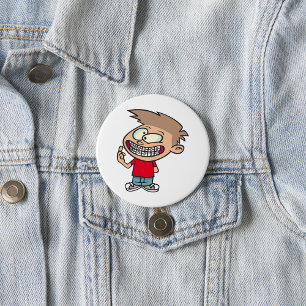 Chapa Redonda De 7 Cm Chico de dibujos animados divertido con sonrisa de