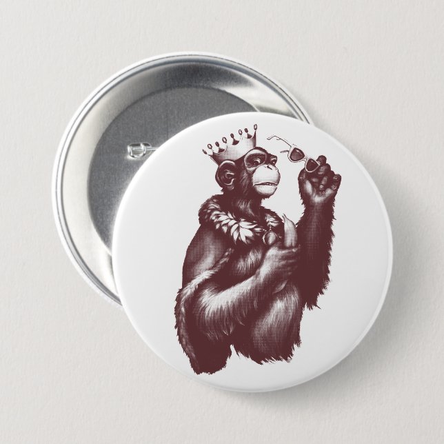 Chapa Redonda De 7 Cm Chimpin grande (monocromo) (Anverso y reverso)