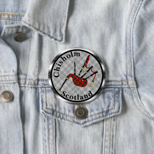 Chapa Redonda De 7 Cm Chisholm Tartan Bagpipes