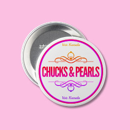 Chapa Redonda De 7 Cm Chucks & Pearl Vote Rosa Kamala